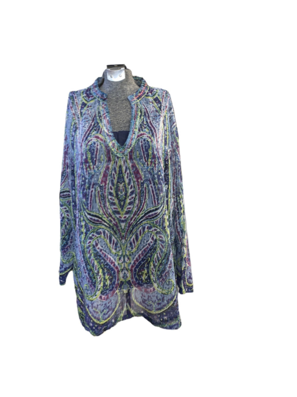 Women's TRAVELSMITH Tunic 1X Blue Green Paisley